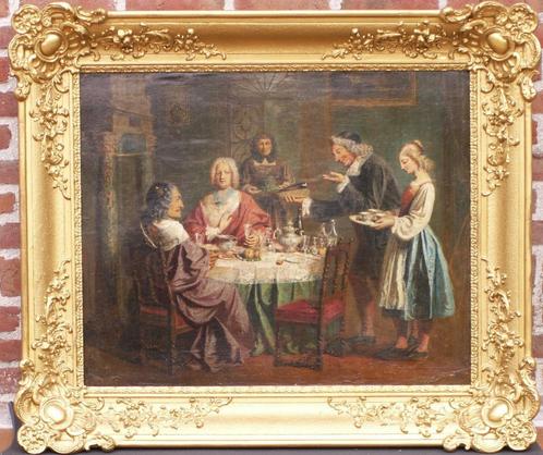 Schilderij getekend Charles-Auguste Herbé (1801-1884), Antiek en Kunst, Kunst | Schilderijen | Klassiek, Ophalen
