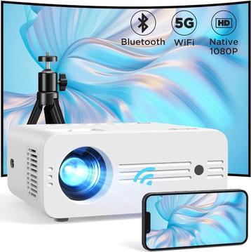 Projecteur Bluetooth WiFi AKIYO 5G avec support, 1080P natif