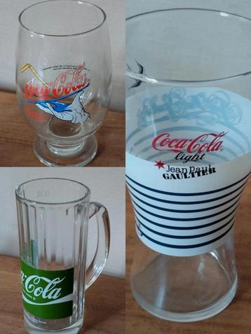 Drie vintage Coca Cola glazen. beschikbaar voor biedingen