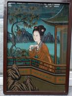 Vintage Chinese schilderij op hout ingelijst PRC, Antiek en Kunst, Ophalen of Verzenden