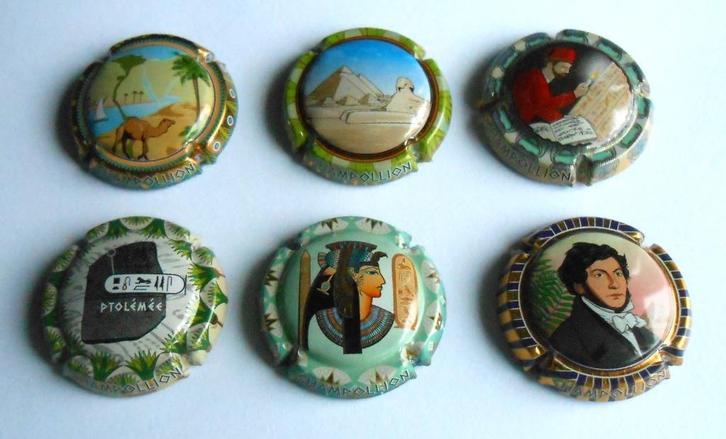 6 generieke champagne capsules van Champollion - 3 euro, Verzamelen, Complete verzamelingen en Collecties, Ophalen of Verzenden