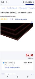 8 betonplex platen 2,44 m x 1 22 m  x 18 mm, Doe-het-zelf en Bouw, Hout en Planken, Ophalen, Nieuw, Minder dan 25 mm, 200 tot 250 cm