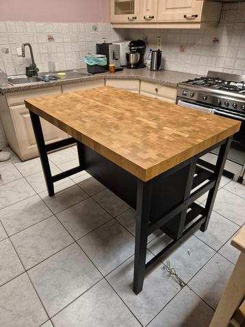 IKEA VADHOLMA keukeneiland (zwart/eiken) beschikbaar voor biedingen