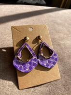 Handbeschilderde Oorbellen Lila La💜, Handtassen en Accessoires, Oorbellen, Overige materialen, Paars, Nieuw, Ophalen of Verzenden