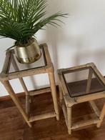 Set van 2 bamboo tafeltjes, Huis en Inrichting, Tafels | Bijzettafels, Ophalen, Gebruikt