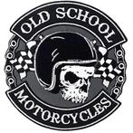 Old School Motorcycles Skull biker strijk patch - 110x117mm, Nieuw, Ophalen of Verzenden, Hotfix applicaties