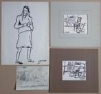 JOS JOZEF MOUS / LOT VAN 4 STUKS / ORIGINEEL WERK / 36x27cm, Ophalen of Verzenden