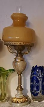 prachtige vintage Tafellamp, onyx ,marmer, messing, Ophalen of Verzenden