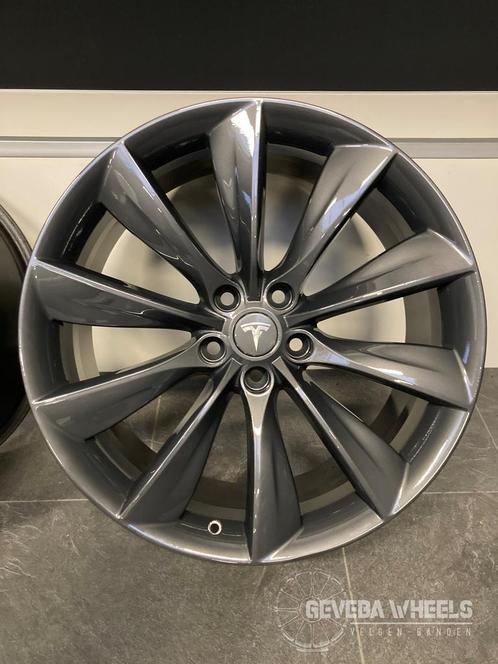 21” originele Tesla Model S ‘Turbine’ velgen breedset 5x120, Auto-onderdelen, Banden en Velgen, Velg(en), 21 inch, Personenwagen