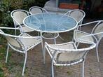 Tuintafel + 6 stoelen, Ophalen, Gebruikt, Rond, Metaal