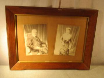 Beau cadre photo ancien en bois - 55x42/45x32, Enlèvement ou Envoi, Comme neuf