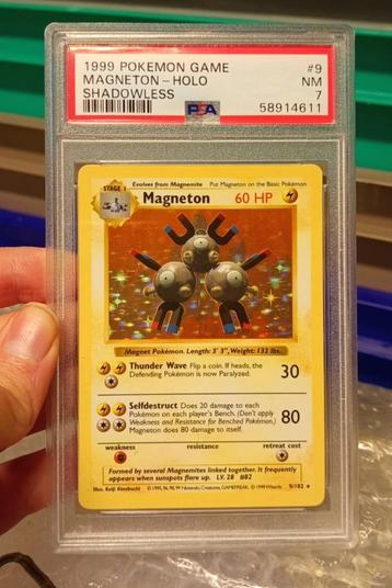 Carte Pokémon PSA 7 Magneton Shadowless 9/102 Base set EN