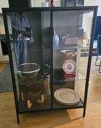 Vitrine of dressoir IKEA Rudsta 80x37x120 metaal zwart glas, 25 tot 50 cm, Minder dan 150 cm, 100 tot 150 cm, Met plank(en)