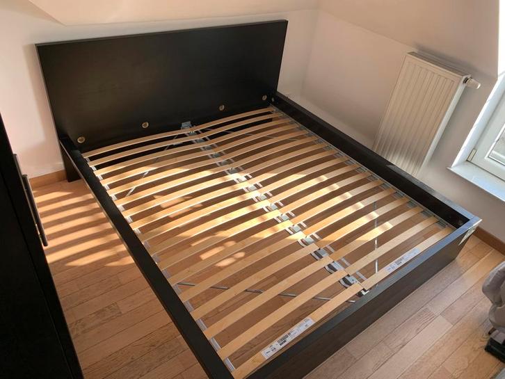 Cadre de lit IKEA MALM (180x200) + Lattes LURÖY+ SKORVA, Huis en Inrichting, Slaapkamer | Bedden, Zo goed als nieuw, Twijfelaar