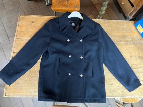 BURBERRY MARINE BLAUWE KINDERJAS MET KAP. 70 % WOL MAAT 1, Kinderen en Baby's, Kinderkleding | Maat 152, Zo goed als nieuw, Jongen of Meisje