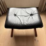 Vintage Zwart Lederen Ottoman by Ingmar Relling, Ophalen