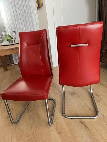 Eetkamerstoelen, Rouge, Comme neuf, Enlèvement, Cuir