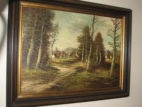 Schilderij W.Hoesen landschap met kapel, Antiek en Kunst, Kunst | Schilderijen | Klassiek, Ophalen