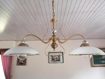 Luster, hanglamp met 2 lampen, stijl Delft.  beschikbaar voor biedingen