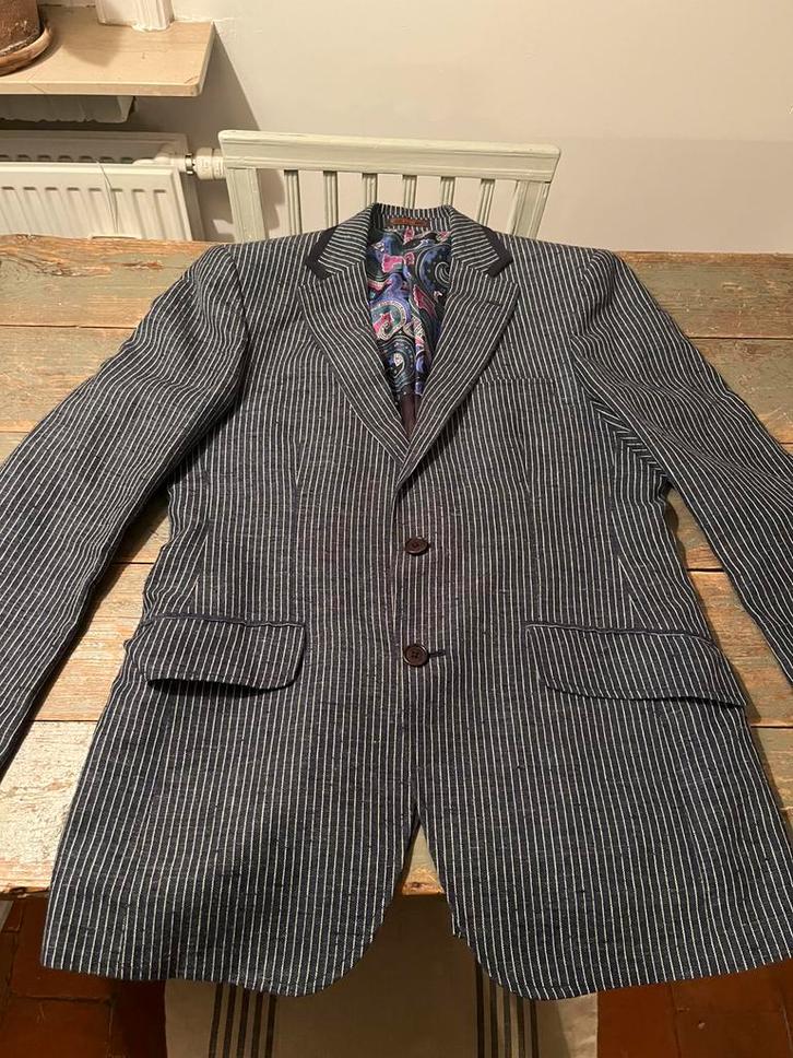 KOSTUUM VEST BLAZER ETRO MILAAN TOP KWALITEIT ZIJDE LINNEN, Kleding | Heren, Kostuums en vesten, Nieuw, Blauw, Ophalen of Verzenden