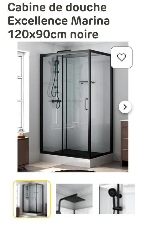 Excellence Marina 120x90cm zwarte douchecabine, Huis en Inrichting, Badkamer | Complete badkamers, Nieuw, Met douche, Ophalen