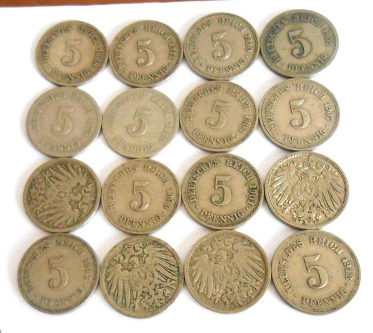 24 jaren - 5 Deutsches Reich Pfennig  - 0,50 euro stuk, Postzegels en Munten, Munten | Europa | Niet-Euromunten, Losse munt, Duitsland