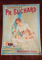 grand panneau d'affichage en carton CHOCOLAT SUCHARD vers 19, Collections, Utilisé, Enlèvement ou Envoi, Panneau publicitaire