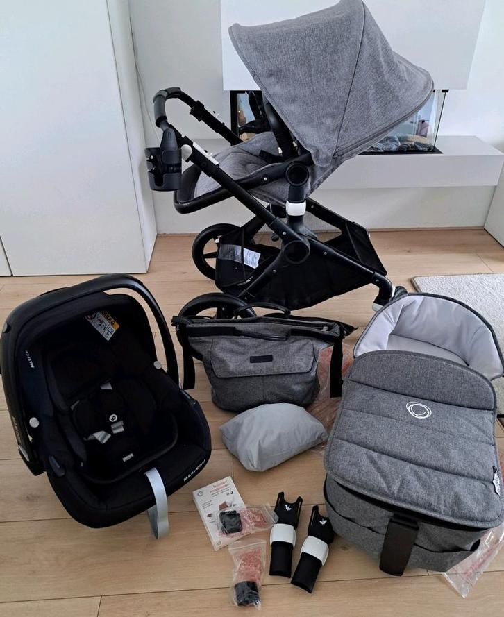 Bugaboo fox grey melange met Extra's & MAXI COSI!, Kinderen en Baby's, Kinderwagens en Combinaties, Zo goed als nieuw, Kinderwagen