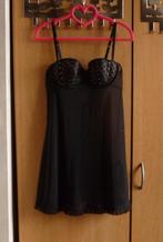 Zwarte Lingeriejurk nachtkleed en string BH met strass, Ophalen of Verzenden