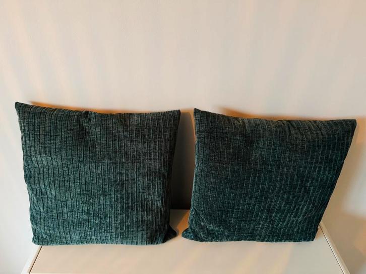 Sierkussens donkergroen, Huis en Inrichting, Woonaccessoires | Kussens, Zo goed als nieuw, Groen, Vierkant, Ophalen