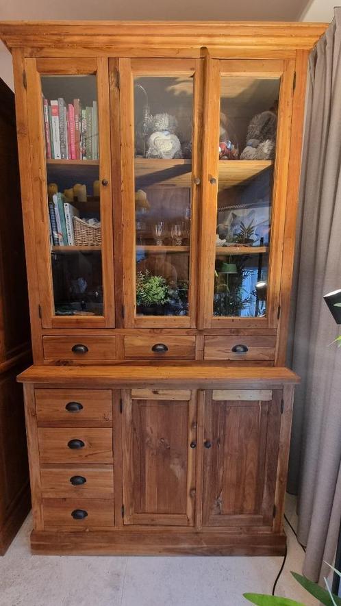 Vitrinekast /buffetkast  in1 jaar 'jong' - prachtige teak TK, Huis en Inrichting, Kasten | Vitrinekasten, Zo goed als nieuw, 200 cm of meer