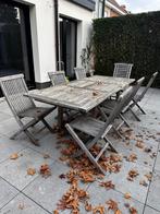 Teak / Hardhouten Tuinset | Tafel + 7 Klapstoelen, Ophalen, Zo goed als nieuw, Stoel, Tuinset