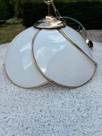 Vintage bloemenlamp – wit glas in Tiffany-stijl (jaren 80), Ophalen, 50 tot 75 cm, Tiffany, Glas
