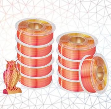 JAYO Nieuwe 3D filament SILK PLA+ plus Dualcolor Rood/ Goud  beschikbaar voor biedingen
