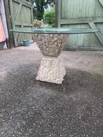 mooie 3 delige tafel met glazen tafelblad, Ophalen, Gebruikt, Rond, Overige materialen