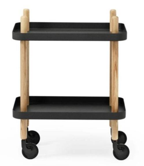 Normann Copenhagen Block trolley zwart, Huis en Inrichting, Tafels | Bijzettafels, Nieuw, Rechthoekig, 60 cm of meer, Minder dan 55 cm