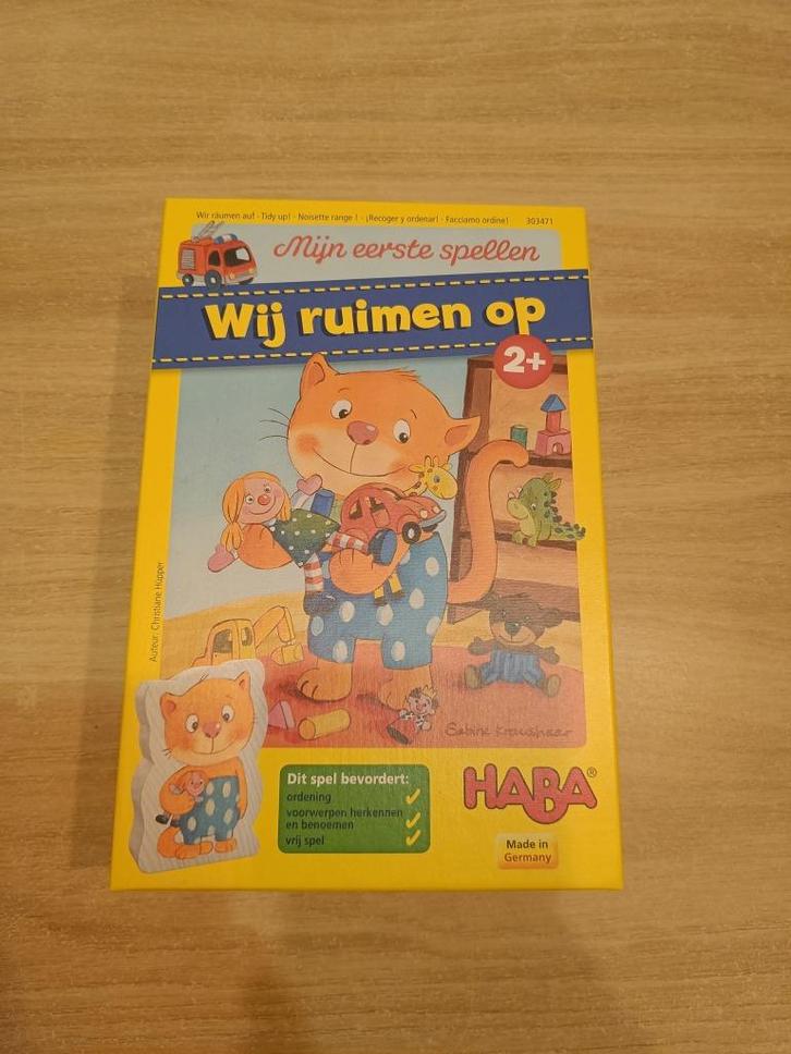 Gezelschapsspel HABA - Wij ruimen op, Hobby en Vrije tijd, Gezelschapsspellen | Bordspellen, Zo goed als nieuw, Een of twee spelers