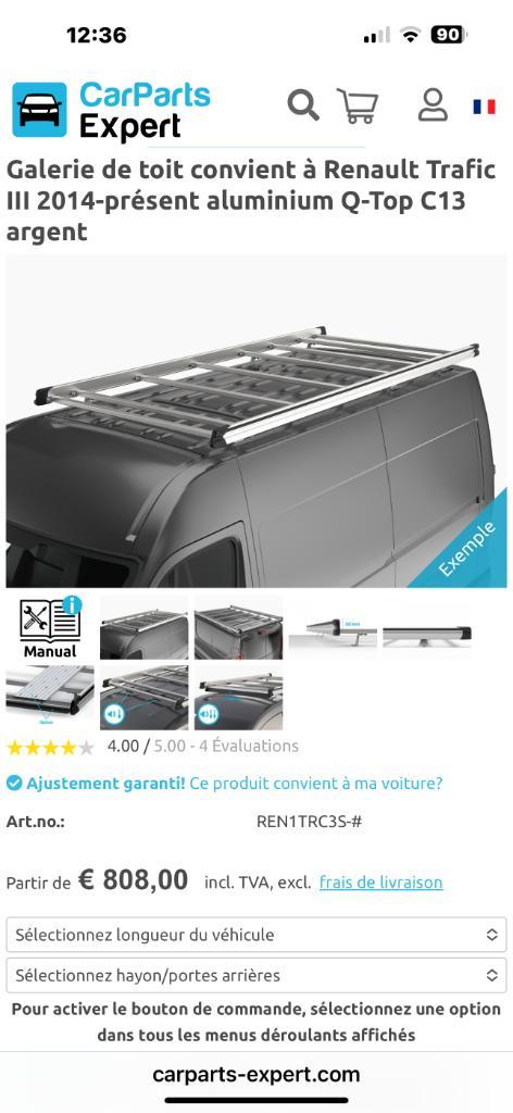 Galerie de toit Qtop c13 (trafic-vivario-nissan), Autos, Renault, Particulier, Trafic, Enlèvement