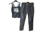 (6)- jeans femme t.38 gris - onado + top noir, Kleding | Dames, Onado, Ophalen of Verzenden, Zo goed als nieuw, W30 - W32 (confectie 38/40)