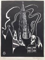 linosnede Albert Delbrassinne (1911) Antwerpen, Antiek en Kunst, Ophalen of Verzenden