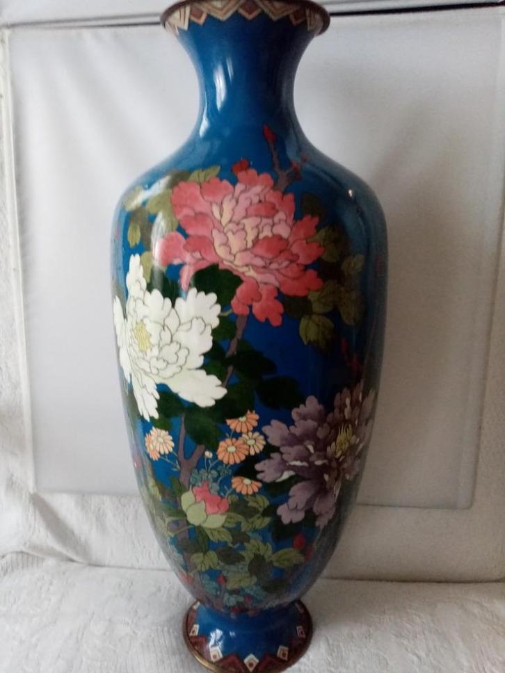 Japanse metalen  cloisonnevaas uit de Meiji-periode 45 cm, Antiek en Kunst, Antiek | Vazen, Ophalen