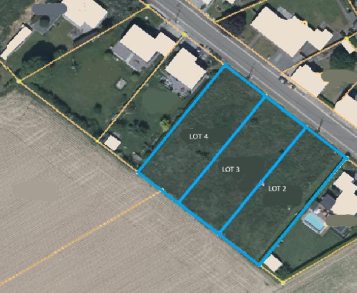 3 ruime bouwgronden in Lantremange – 10a 90ca per lot, Immo, Gronden en Bouwgronden, 1000 tot 1500 m², Verkoop zonder makelaar