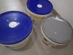10 liter Verf satin wit(ONGEOPEND) + halve pot + halve p, Doe-het-zelf en Bouw, Ophalen, Wit, Nieuw, Verf