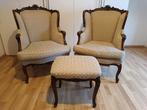 Antieken fauteuils met voetenbankje, Antiquités & Art, Antiquités | Meubles | Chaises & Canapés, Enlèvement