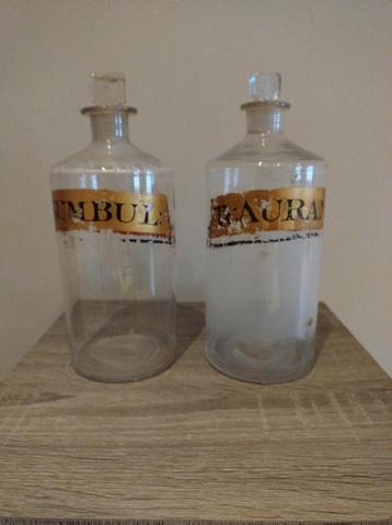 Bouteilles de pharmacie anciennes 2 pièces, Enlèvement ou Envoi