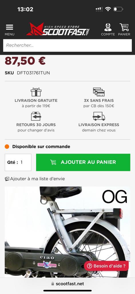 Voetsteun achter voor Piaggio Ciao Honda Camino, Motoren, Onderdelen | Harley-Davidson, Ophalen of Verzenden