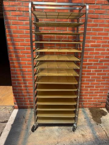 Inox rek met 8 roosters en 7 platen 60cmx40cm, Enlèvement, Utilisé