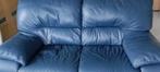 Lederen salon - blauw, Huis en Inrichting, Zetels | Zetels, 150 tot 200 cm, Modern, Rechte bank, Gebruikt