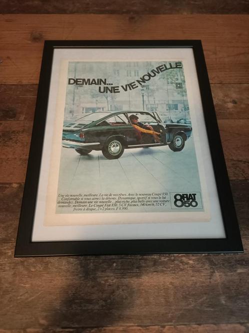 Oude Reclame (in lijst) Fiat 850 Coupe (1967) 40x30, Verzamelen, Automerken, Motoren en Formule 1, Ophalen of Verzenden