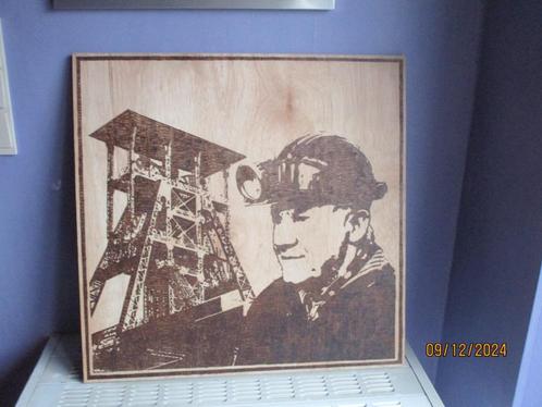 Mijnwerkers aandenken in hout, Antiek en Kunst, Curiosa en Brocante, Ophalen of Verzenden